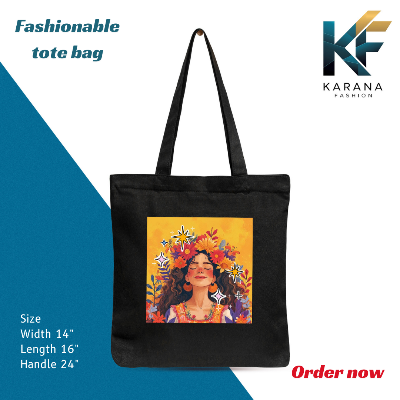 Buy Exclusive design printed Canvas Tote Bag with Zipper for ladies at Best Price in Bangladesh