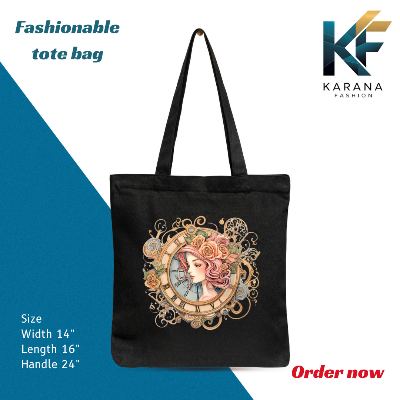 Buy Exclusive design printed Canvas Tote Bag with Zipper for ladies at Best Price in Bangladesh