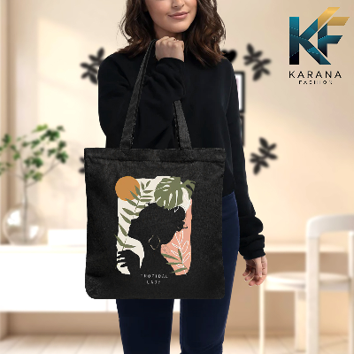 Buy Exclusive design printed Canvas Tote Bag with Zipper for ladies at Best Price in Bangladesh