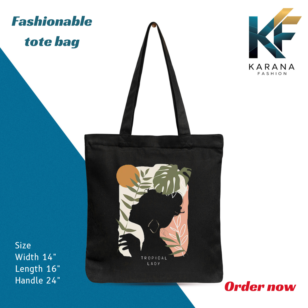 Buy Exclusive design printed Canvas Tote Bag with Zipper for ladies at Best Price in Bangladesh