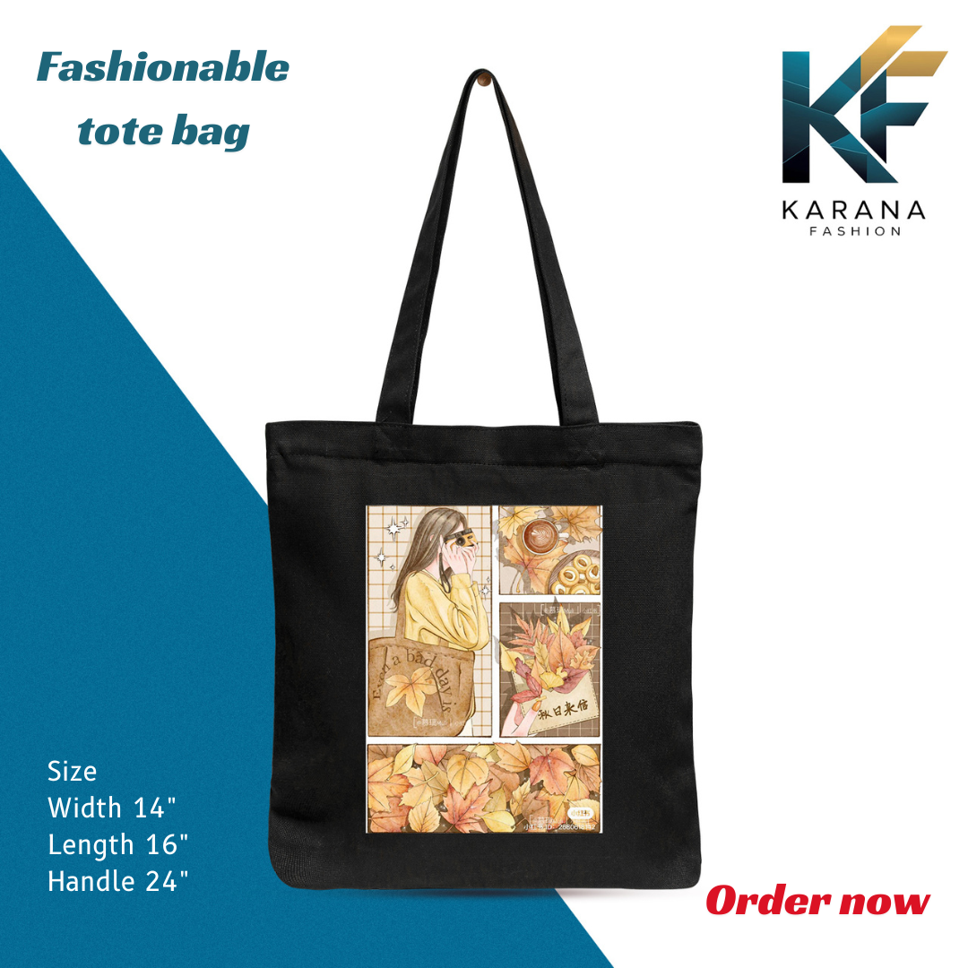 Buy Exclusive design printed Canvas Tote Bag with Zipper for ladies at Best Price in Bangladesh