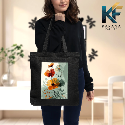Buy Exclusive design printed Canvas Tote Bag with Zipper for ladies at Best Price in Bangladesh