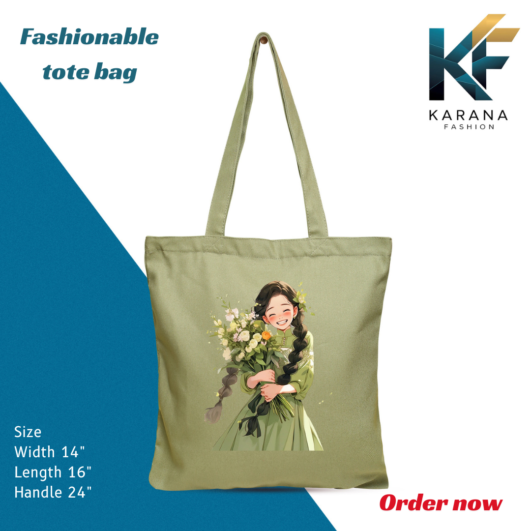 Buy Exclusive design printed Canvas Tote Bag with Zipper for ladies at Best Price in Bangladesh