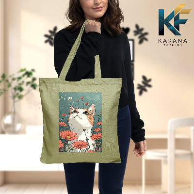 Buy Exclusive design printed Canvas Tote Bag with Zipper for ladies at Best Price in Bangladesh