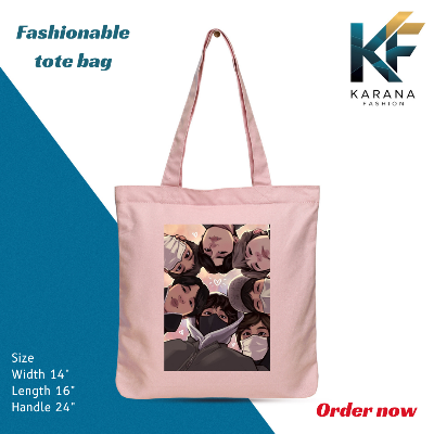 Buy Exclusive design printed Canvas Tote Bag with Zipper for ladies at Best Price in Bangladesh