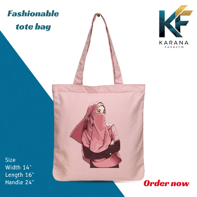 Buy Exclusive design printed Canvas Tote Bag with Zipper for ladies at Best Price in Bangladesh