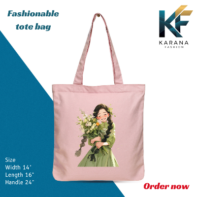 Buy Exclusive design printed Canvas Tote Bag with Zipper for ladies at Best Price in Bangladesh