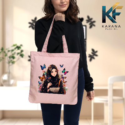 Buy Exclusive design printed Canvas Tote Bag with Zipper for ladies at Best Price in Bangladesh