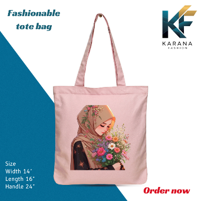 Buy Exclusive design printed Canvas Tote Bag with Zipper for ladies at Best Price in Bangladesh