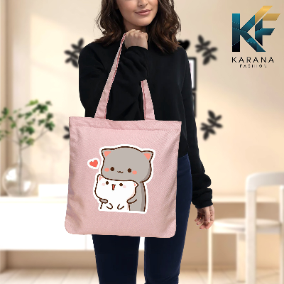 Buy Exclusive design printed Canvas Tote Bag with Zipper for ladies at Best Price in Bangladesh
