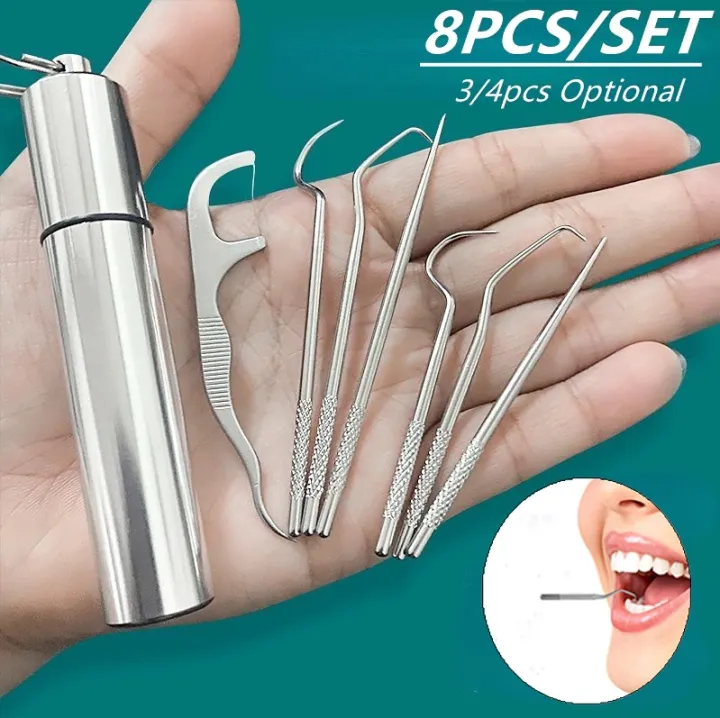 Buy 1-set-toothpick-set-metal-stainless-steel-oral-cleaning-tooth-flossing-portable-toothpick-floss-teeth-cleaner-with-storage-tube 282549  Best price in Bangladesh 