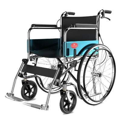  Buy Wheel chairs for old People | Foldable wheelchair suitable for old age Patient at home & Travel |portable flip up leg rest with Hand & Attendant Brake | 24" wheels |chrome finish at Best price in Bangladesh