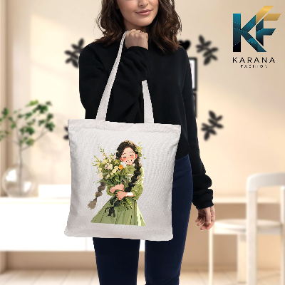 Buy Exclusive design printed Canvas Tote Bag with Zipper for ladies at Best Price in Bangladesh