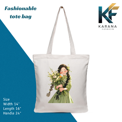 Buy Exclusive design printed Canvas Tote Bag with Zipper for ladies at Best Price in Bangladesh