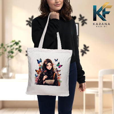 Buy Exclusive design printed Canvas Tote Bag with Zipper for ladies at Best Price in Bangladesh
