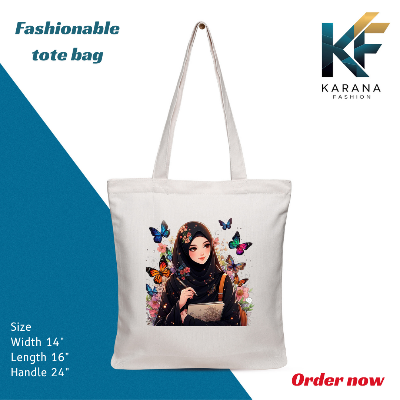 Buy Exclusive design printed Canvas Tote Bag with Zipper for ladies at Best Price in Bangladesh