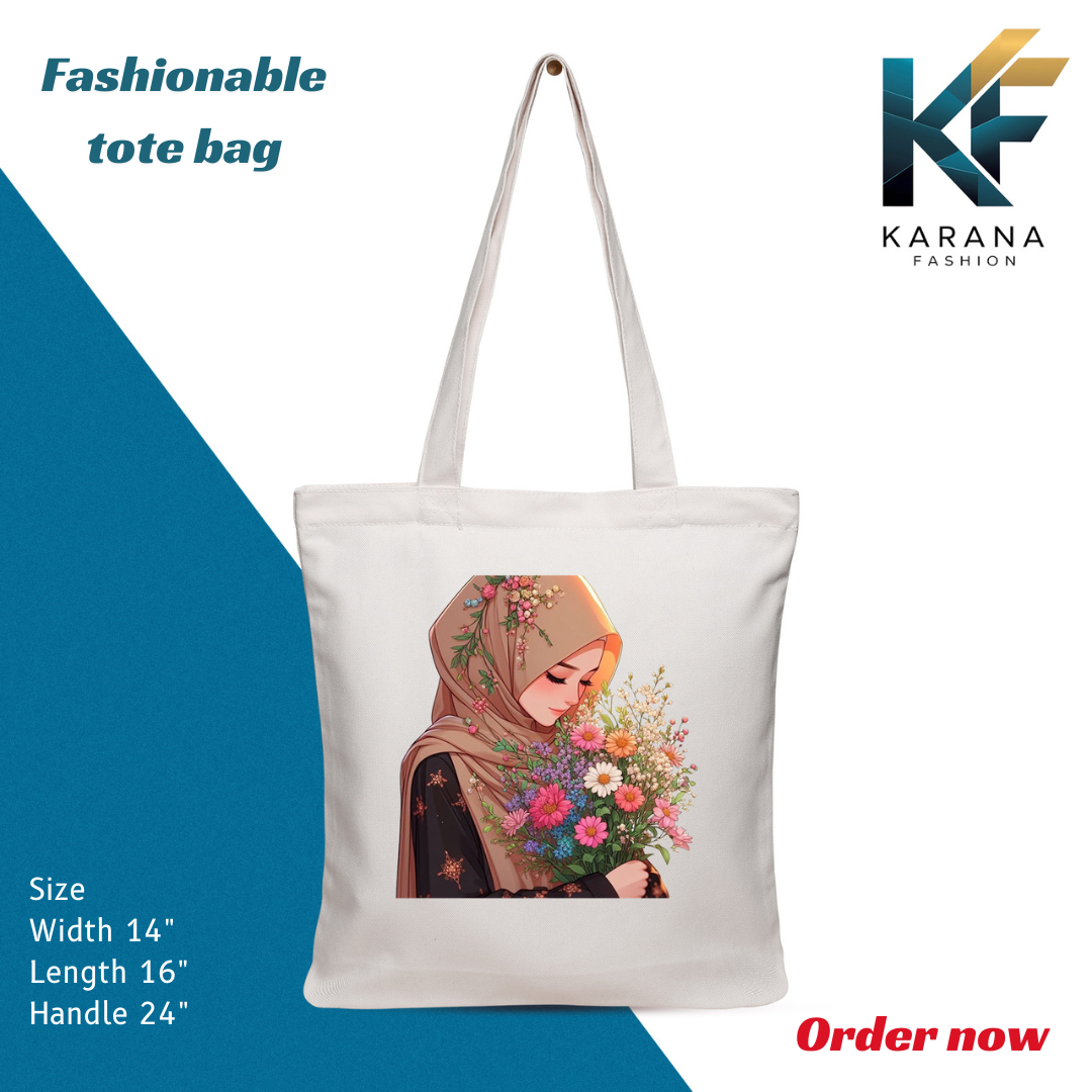 Buy Exclusive design printed Canvas Tote Bag with Zipper for ladies at Best Price in Bangladesh