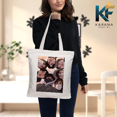 Buy Exclusive design printed Canvas Tote Bag with Zipper for ladies at Best Price in Bangladesh