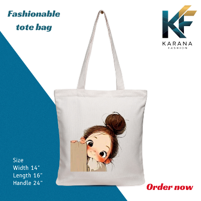 Buy Exclusive design printed Canvas Tote Bag with Zipper for ladies at Best Price in Bangladesh