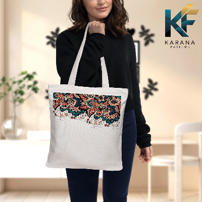 Buy Exclusive design printed Canvas Tote Bag with Zipper for ladies at Best Price in Bangladesh