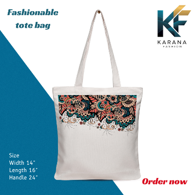 Buy Exclusive design printed Canvas Tote Bag with Zipper for ladies at Best Price in Bangladesh