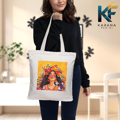 Buy Exclusive design printed Canvas Tote Bag with Zipper for ladies at Best Price in Bangladesh