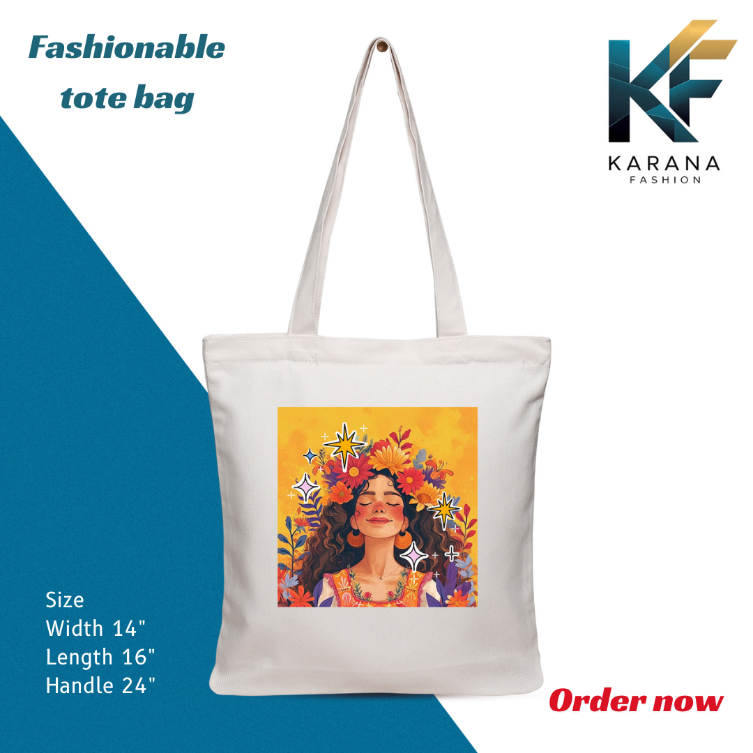 Buy Exclusive design printed Canvas Tote Bag with Zipper for ladies at Best Price in Bangladesh