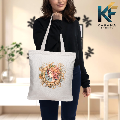 Buy Exclusive design printed Canvas Tote Bag with Zipper for ladies at Best Price in Bangladesh