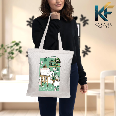 Buy Exclusive design printed Canvas Tote Bag with Zipper for ladies at Best Price in Bangladesh