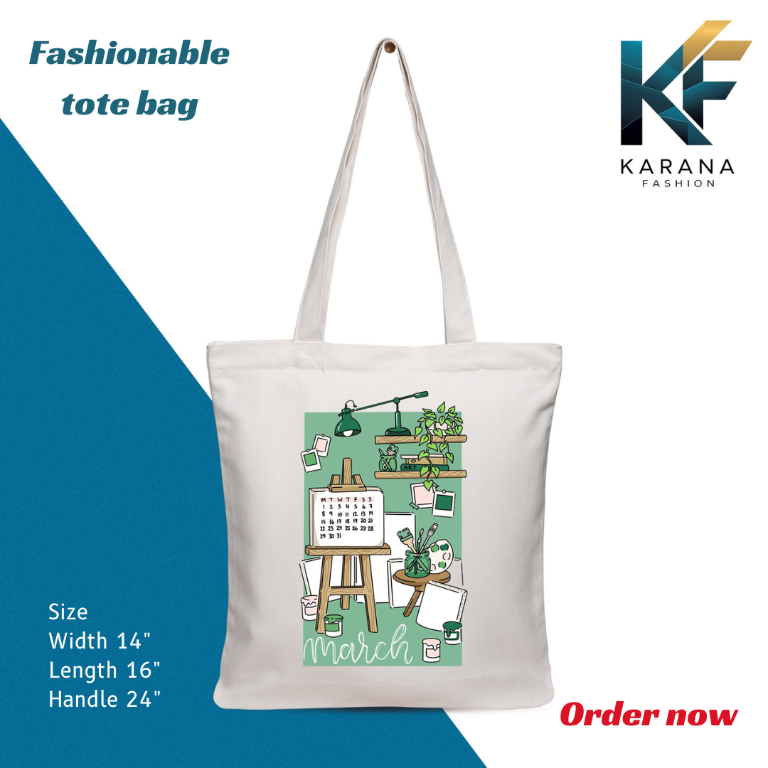 Buy Exclusive design printed Canvas Tote Bag with Zipper for ladies at Best Price in Bangladesh