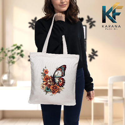 Buy Exclusive design printed Canvas Tote Bag with Zipper for ladies at Best Price in Bangladesh