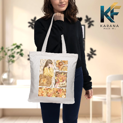Buy Exclusive design printed Canvas Tote Bag with Zipper for ladies at Best Price in Bangladesh