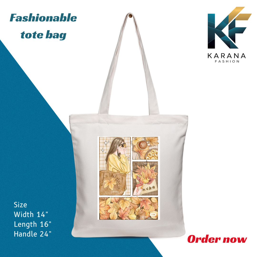 Buy Exclusive design printed Canvas Tote Bag with Zipper for ladies at Best Price in Bangladesh