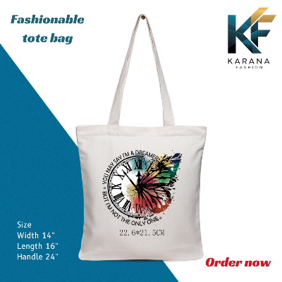 Buy Exclusive design printed Canvas Tote Bag with Zipper for ladies at Best Price in Bangladesh