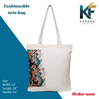 Buy Exclusive design printed Canvas Tote Bag with Zipper for ladies at Best Price in Bangladesh