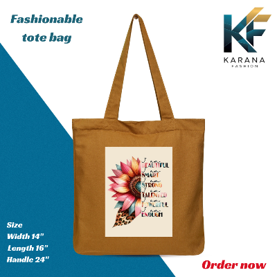 Buy Exclusive design printed Canvas Tote Bag with Zipper for ladies at Best Price in Bangladesh