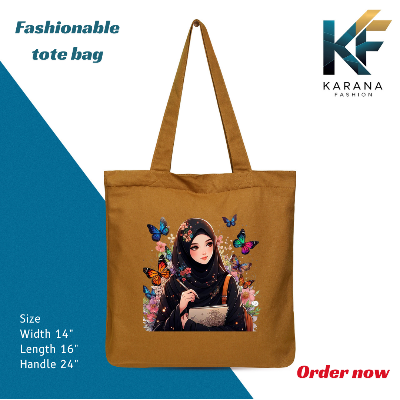 Buy Exclusive design printed Canvas Tote Bag with Zipper for ladies at Best Price in Bangladesh