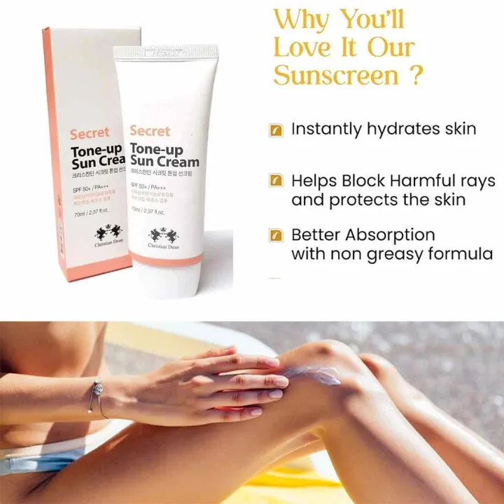 Picture of Christian Dean Secret Tone-Up Sun Cream with SPF50+ - 70ml 