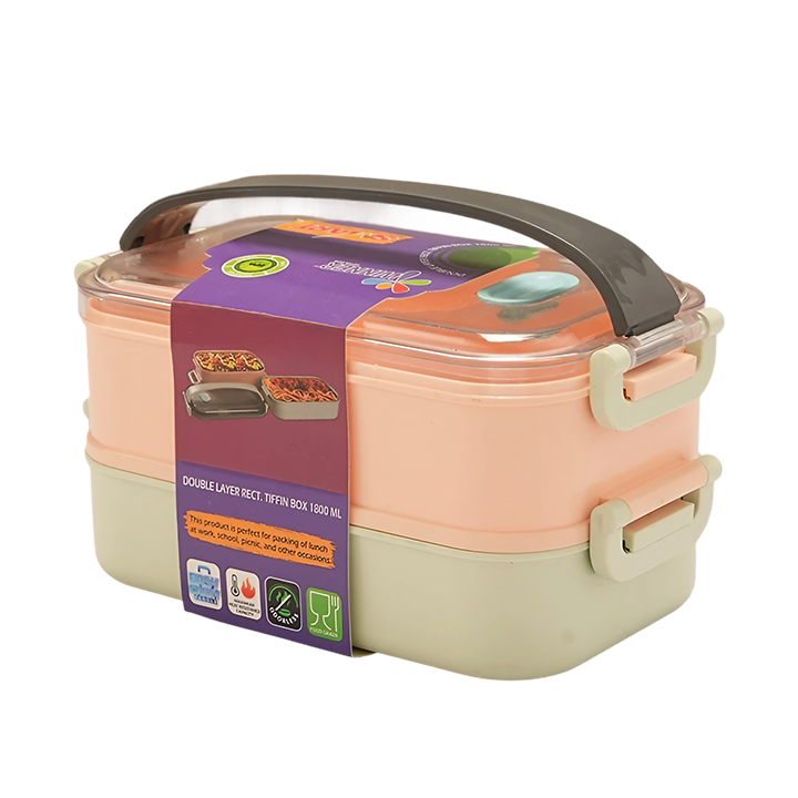 Buy Smart Double layer Rect. Tiffin Box 1800 ML at Best Price In Bangladesh