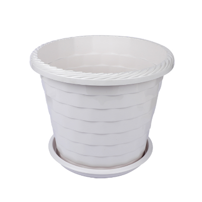 Buy Marble Flower Tub with Tray 8" White-TEL for Gardening in balcony, roof or indoor space for adding a touch of greenery to your home or office at Best Price In Bangladesh	