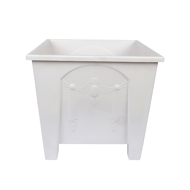 Buy Square Flower Tub 10"-White (9L)-TEL for Gardening in balcony, roof or indoor space for adding a touch of greenery to your home or office at Best Price In Bangladesh	