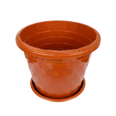 Buy Marble Flower Tub with Tray 11" Brown-TEL for Gardening in balcony, roof or indoor space for adding a touch of greenery to your home or office at Best Price In Bangladesh	