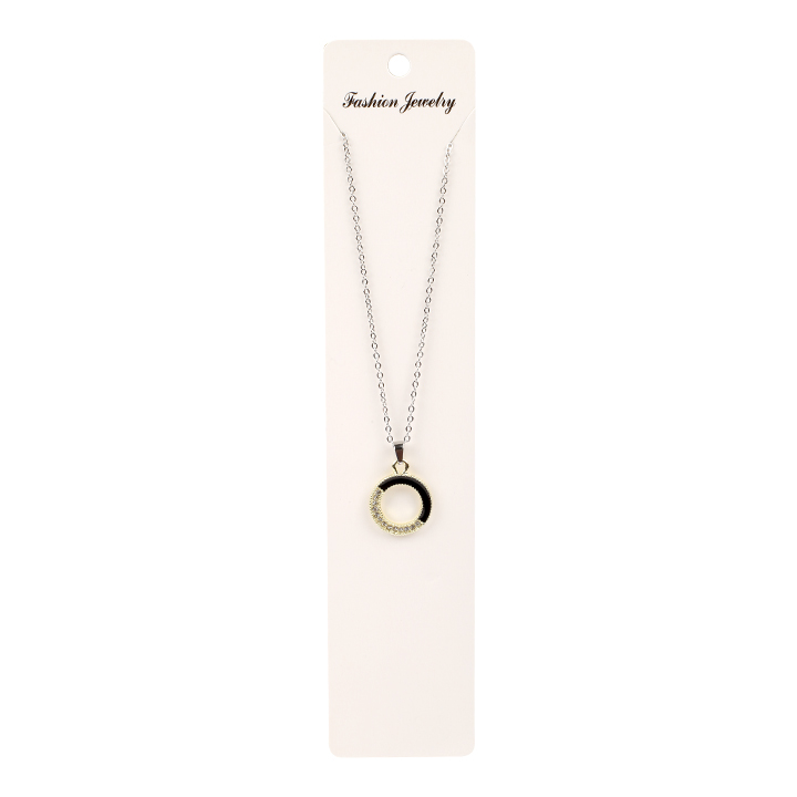 Buy Pendant Necklace With Hoop And Crystals Black and silver at Best Price in Bangladesh