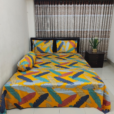 Buy Luxury Twill Cotton Bedsheet – King Size _ Kolapata Yellow at Best Price In Bangladesh