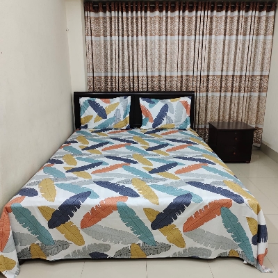 Buy Luxury Twill Cotton Bedsheet – King Size – Kala Pata white – 3Pecs at Best Price In Bangladesh