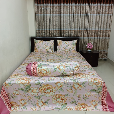 Buy Sale Luxury Twill Cotton Bedsheet – King Size – with Pillow Cover at Best Price In Bangladesh