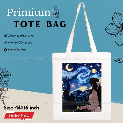 Buy Premium Tote Bag with Zipper Canvas Tote Bag for Women Trendy Shopping Bag / College Bag / University Bag Tote Bag, Canvas Bag with Zipper White , Black at Best Price In Bangladesh