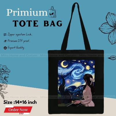 Buy Premium Tote Bag with Zipper Canvas Tote Bag for Women Trendy Shopping Bag / College Bag / University Bag Tote Bag, Canvas Bag with Zipper White , Black at Best Price In Bangladesh
