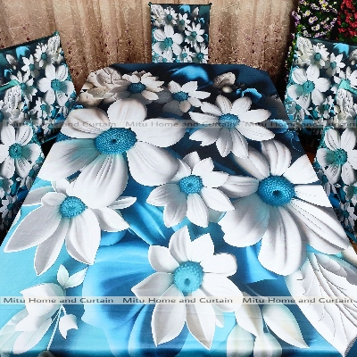 Buy Table Cover 3D print Dining Table Cover Digital new Table cover with 6pc matching chair cover full 7 pcs set Blue , Pink , Golden , White at Best Price In Bangladesh