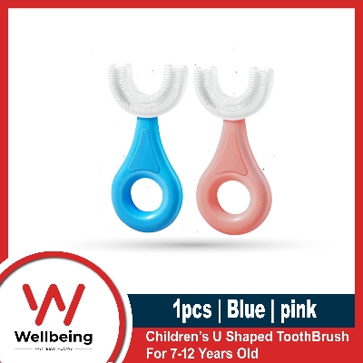 Picture of U-Shaped Toothbrush For Kids / Toddler - Toothbrush with Food Grade Soft Silicone Brush Head - Manual Whole Mouth Toothbrush for Kids Age 7-12 Year - 360° Oral Teeth Cleaning Design